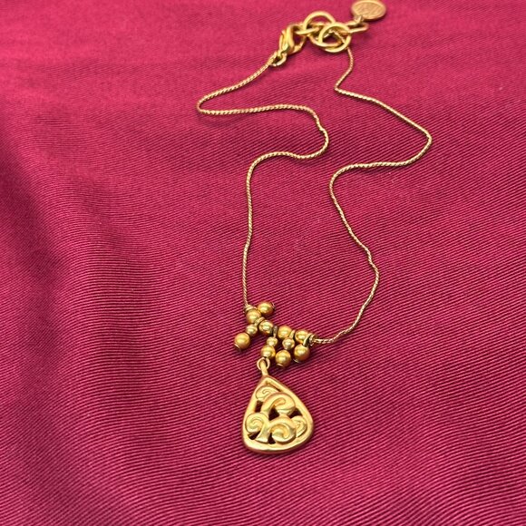 VTG Anne Klein II Brushed Satin Gold-Plated Pendant Necklace - Picture 2 of 14